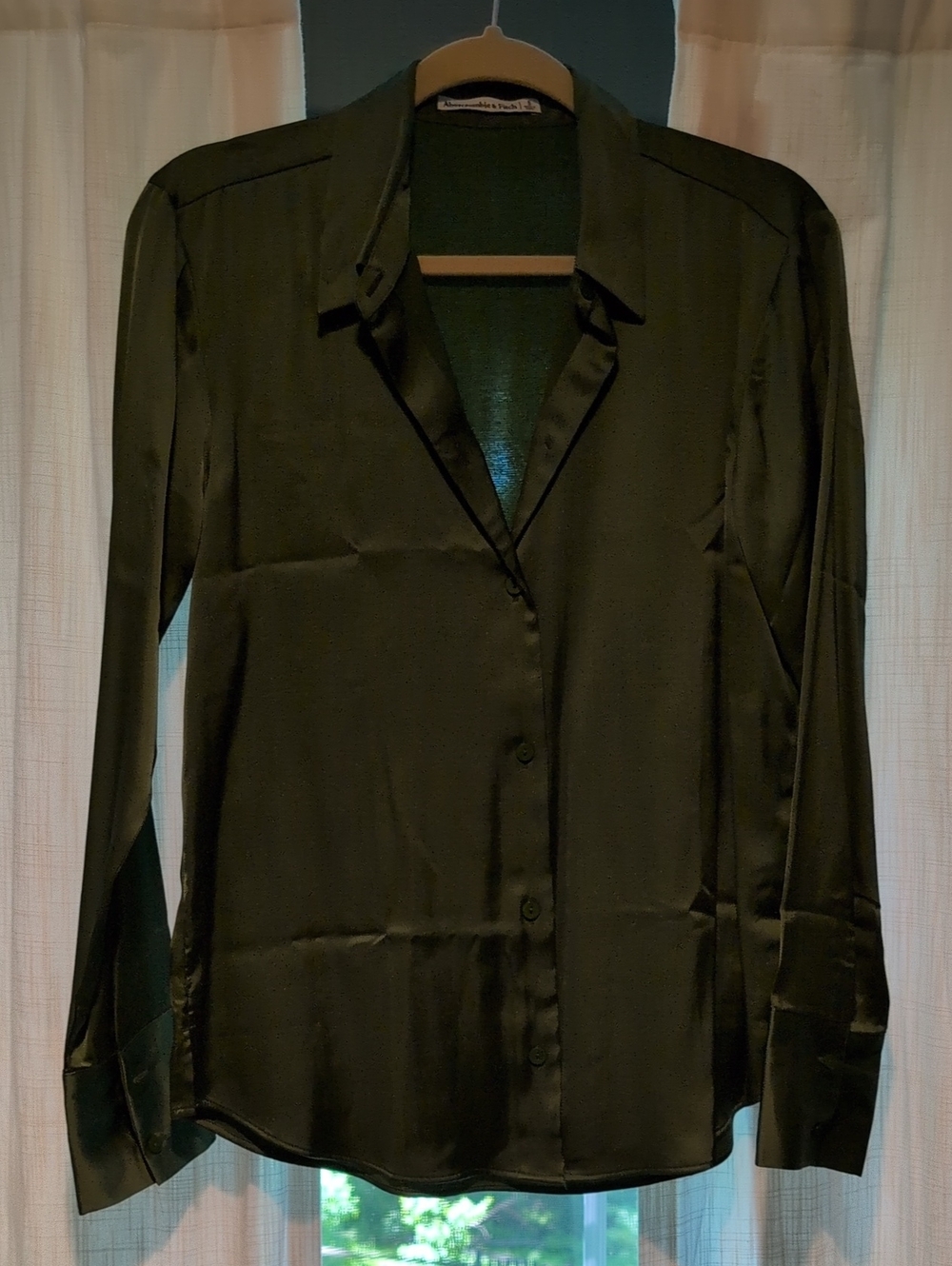 Abercrombie & Fitch Olive Green Satin Top